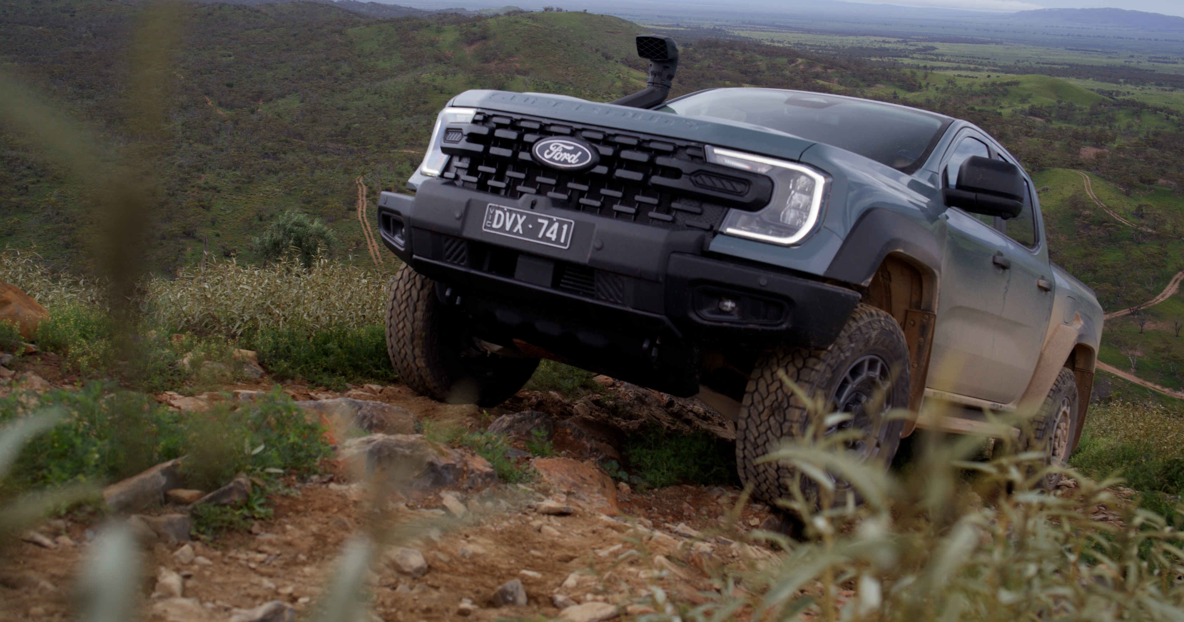 Australian-spec Ranger Super Duty XLT in the Bendleby Ranges. Always consult the Owner’s Manual before off-road driving, know your terrain and trail difficulty, and use appropriate safety gear.